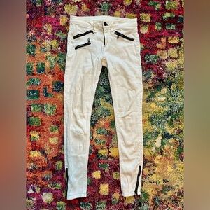 Rag & Bone Black Zippers on White Skinny Jeans Size 25